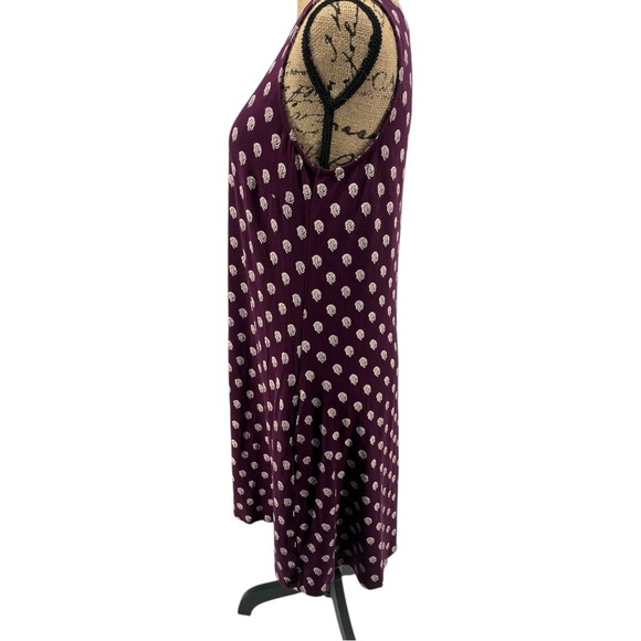 Garnet Hill Green Cotton Button Front Burgundy Knit Tank Dress Jersey Knit Comfy - Picture 3 of 10